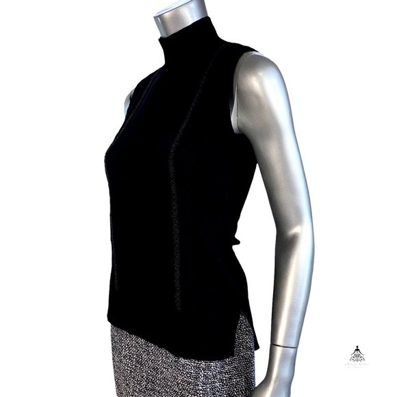 WHBM Black Beaded Sleeveless Mock Neck XS - Picture 4 of 5